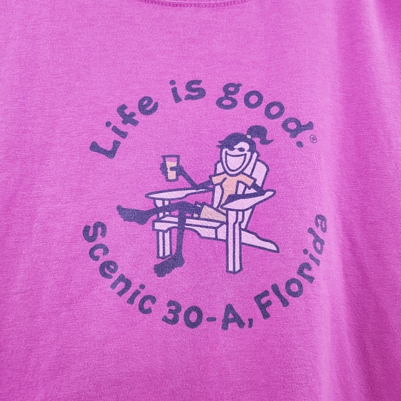 Life is Good Graphic Tee Scenic 30-A Florida Lounge Pink Coastal Grandma - Picture 2 of 8